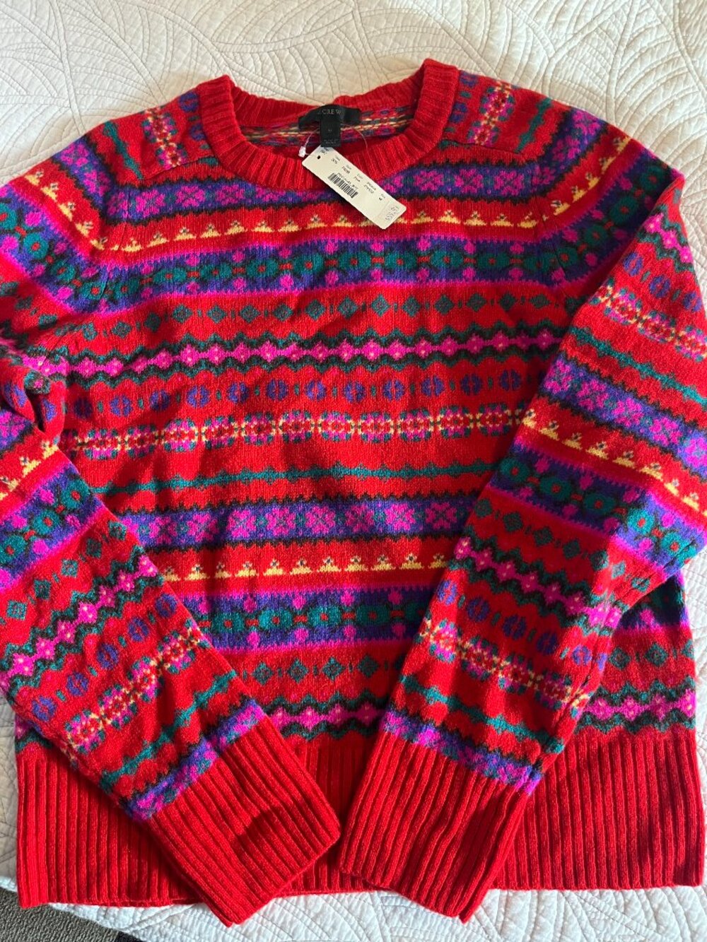 NWT J. Crew Misses Sz Medium 100% Wool Pullover Sweater with Crew Neck